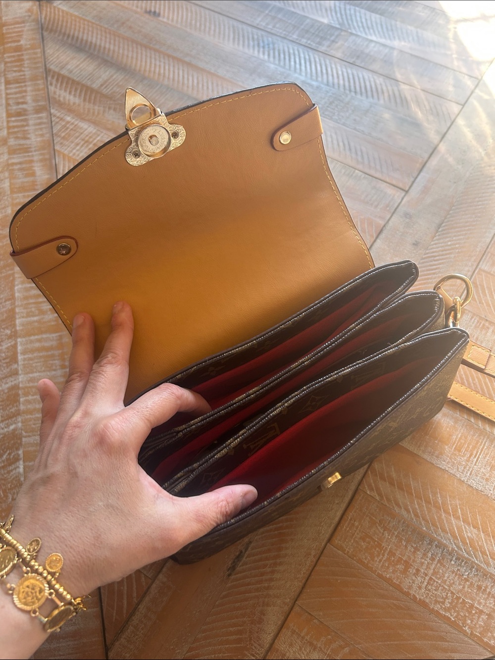 Louis Vuitton Monogram Top Handle Satchel in Brown with Natural Trim - Picture 6 of 10